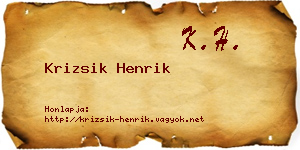 Krizsik Henrik névjegykártya